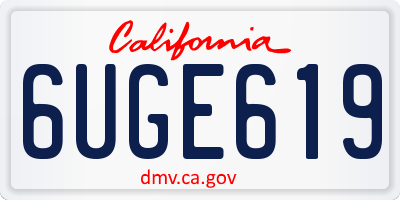 CA license plate 6UGE619