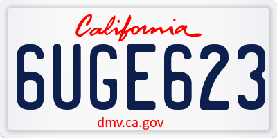 CA license plate 6UGE623