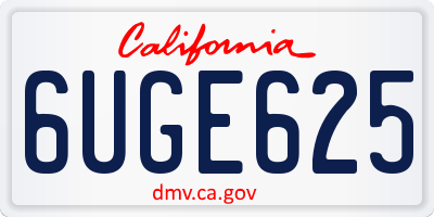 CA license plate 6UGE625