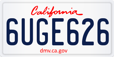 CA license plate 6UGE626