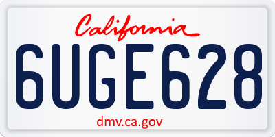 CA license plate 6UGE628
