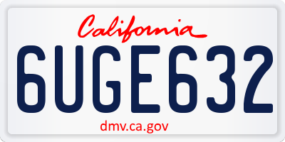 CA license plate 6UGE632
