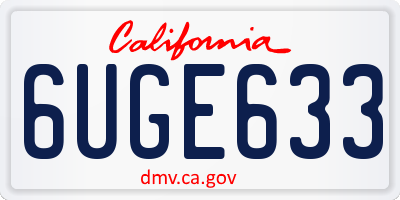 CA license plate 6UGE633