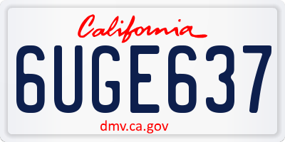 CA license plate 6UGE637
