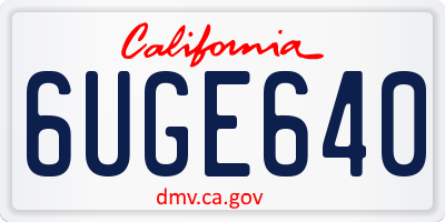 CA license plate 6UGE640