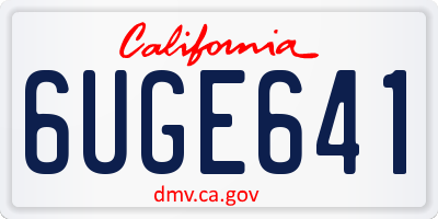 CA license plate 6UGE641