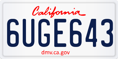 CA license plate 6UGE643