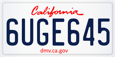 CA license plate 6UGE645