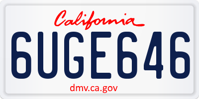 CA license plate 6UGE646