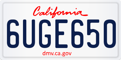 CA license plate 6UGE650