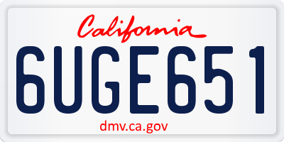 CA license plate 6UGE651