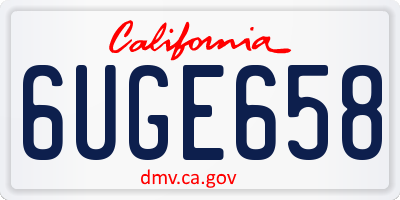 CA license plate 6UGE658