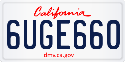 CA license plate 6UGE660