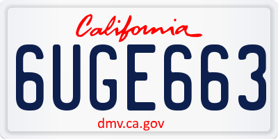 CA license plate 6UGE663