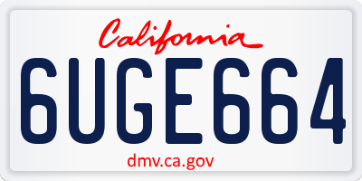 CA license plate 6UGE664