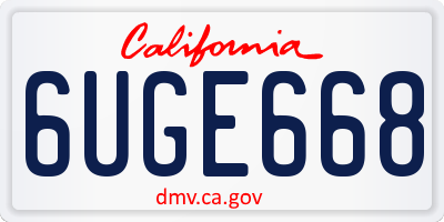 CA license plate 6UGE668