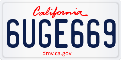 CA license plate 6UGE669