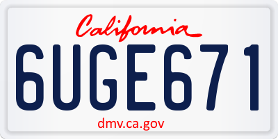 CA license plate 6UGE671