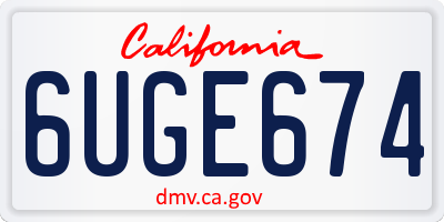 CA license plate 6UGE674