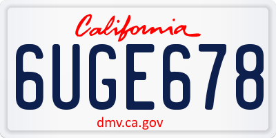 CA license plate 6UGE678