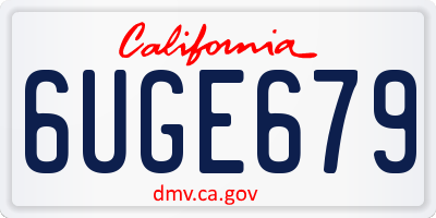 CA license plate 6UGE679