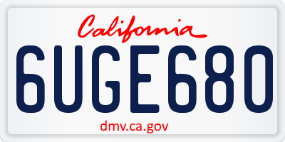 CA license plate 6UGE680