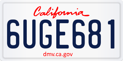 CA license plate 6UGE681