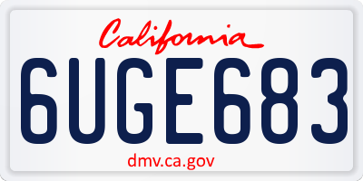 CA license plate 6UGE683