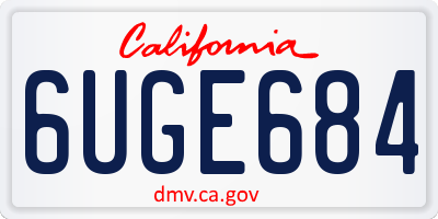 CA license plate 6UGE684