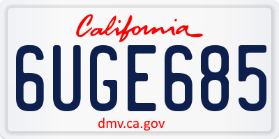 CA license plate 6UGE685