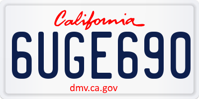 CA license plate 6UGE690
