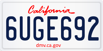 CA license plate 6UGE692