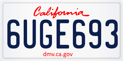 CA license plate 6UGE693