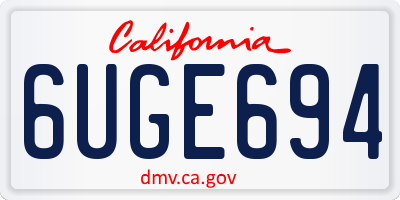 CA license plate 6UGE694