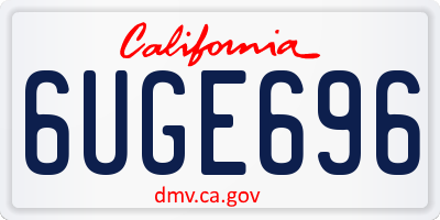 CA license plate 6UGE696