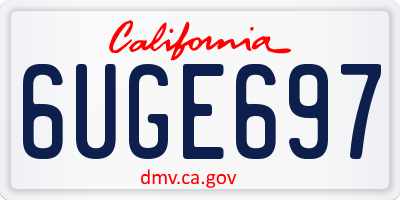 CA license plate 6UGE697