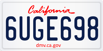 CA license plate 6UGE698