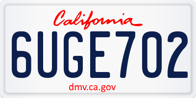 CA license plate 6UGE702