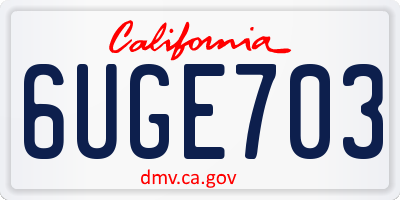 CA license plate 6UGE703