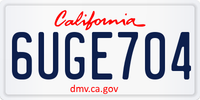 CA license plate 6UGE704