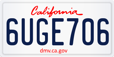 CA license plate 6UGE706