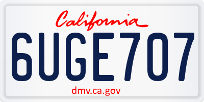CA license plate 6UGE707