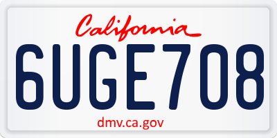 CA license plate 6UGE708