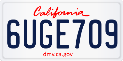 CA license plate 6UGE709