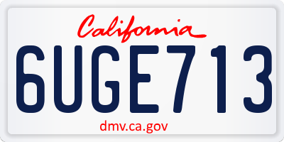 CA license plate 6UGE713