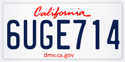 CA license plate 6UGE714