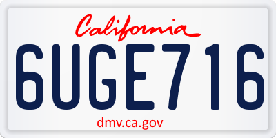 CA license plate 6UGE716