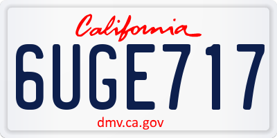 CA license plate 6UGE717