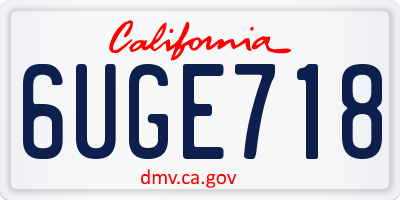 CA license plate 6UGE718