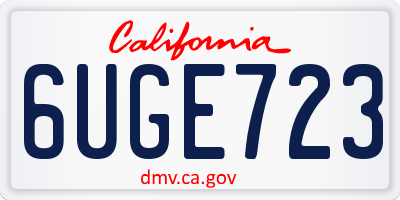 CA license plate 6UGE723